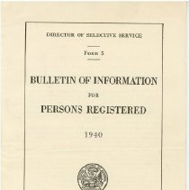 BULLETIN OF INFORMATION FOR PERSONS REGISTERED 1940