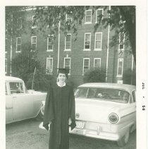 Cornelia Elmore wearing graduation cap and gown