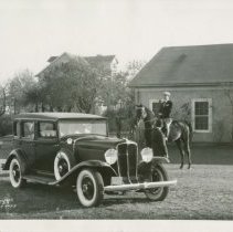 (204) 1931 Auburn 8-98 Sedan with Horse in Front of E.L. Cord Home