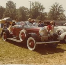 (308) 1928 Auburn, 3/4 Front View Left Profile, Top Down, at a Car Show