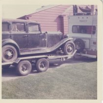 (432) 1931 Auburn 8-98 Sedan in Trailer Pulled by an RV