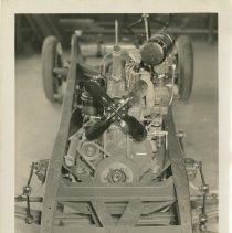 (470D) 1931 Auburn 8 Chassis Front View, in a Shop Setting