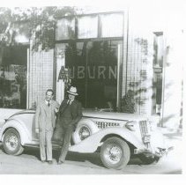 (672) 1935 Auburn Cabriolet, Two Men, Auburn Auto Company Admin Building