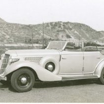 (705-1) 1935 Auburn 653, 3/4 Front View Left Profile Top Down