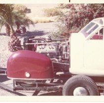 (976) 1948 Tasco Coupe on a Tailer with a Hood Off