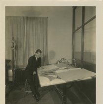 (84) Alan Leamy in His Design Studio Drawing a Sketch