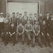 (241)  Auburn Auto Co. Employees Outside the Factory Around 1920