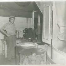 (454) Lycoming Employee with Large Drums in the Factory in Williamsport,PA