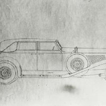 (106)Artist rendering of 1931 Duesenberg J Convertible Sedan, right profile