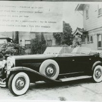 (180)1929 Duesenberg J Dual Cowl Phaeton in an ad for Pacific Coast Rentals