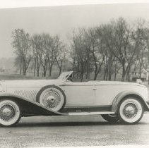 (458)1930 Duesenberg J-249 Car 2492 Speedster, left profile, gazebo behind
