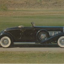 (541)Postcard of 1936 Duesenberg SJ Convertible Coupe, Harrah Auto