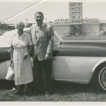 (683)Gertrude Duesenberg, M.J. Kollins, and car at Indianapolis