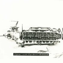 (846)1921 Duesenberg Straight 8 engine, covered removed showing rocker arms