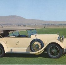 (869)1927 Duesenberg X on a postcard as part of Harrah's Automobile