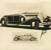 (908)Rendering of 1933 Duesenberg J-521 Convertible Sedan,J Herbert Newport