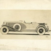 (911)Rendering of a 1929 Duesenberg Dual Cowl Phaeton LeBaron, left profile