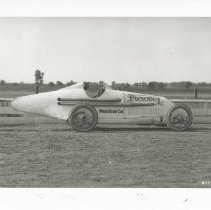(1037)1935 Duesenberg race car, "World Record Car" on a race track