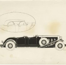 (1073)Rendering of a Duesenberg  J-496 Car 2511 Torpedo Phaeton, right