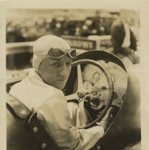 (146)Over-the-shoulder shot of Joe Boyer in 1924 Duesenberg Race Car