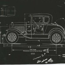 (25-01) Negative of Blueprint of Ford Model A Coupe