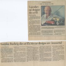(45-01) Newspaper Clippings on Gordon Buehrig Death