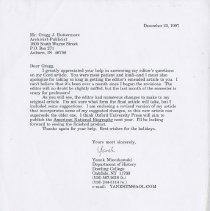 (87-03) Letter from Yanek Mieczkowski to Gregg Buttermore
