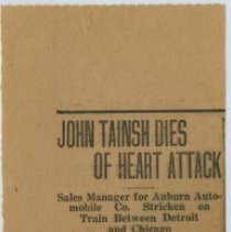 (335-01) News Article - John Tainsh Dies of Heart Attack
