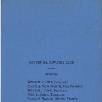 (317-01D) Haverhill Kiwanis Club Charter Night Program