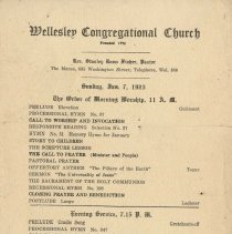 (327-01) Wellesley Congregation Church Bulletin