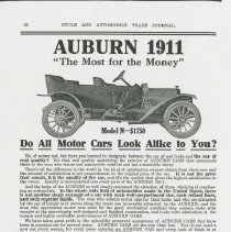 (450-05) Auburn 1911- Cycle and Automobile Trade Journal