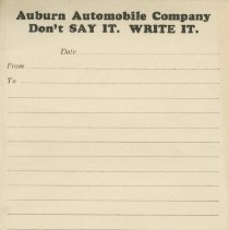 (02-01) Auburn Automobile Company Note Pad