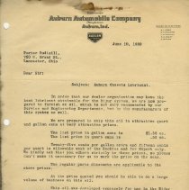 (61-01) Letter to Porter Rudisill from V.C. Clark Discussing Auburn Chassis