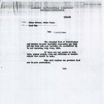 (115-01) Auburn Automobile Company Department Correspondence List