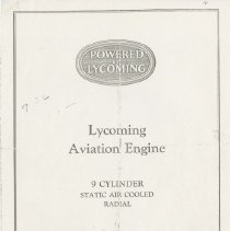 (870-01) Folder 870- Lycoming 9 Cylinder Aviation Engine- 1938