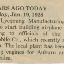 (878-01) Folder 878- 55 Years Ago Today…News Clippings- Williamsport Sun-Ga