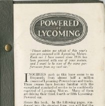 (880-01A) Folder 880- Powered by Lycoming Booklet- 1927