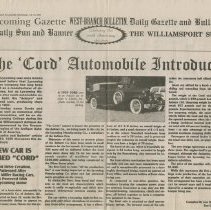 (881-01) Folder 881- The ‘Cord’ Automobile Introduced- The Williamsport Sun
