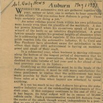 (183-01) "Auburn", Article, Auto Daily News, 1931