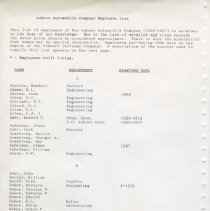 (198-01) Auburn Automobile Company Employee List