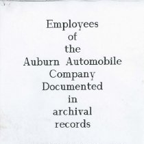 (203-01) Employees of the Auburn Automobile Company Documented in Archival