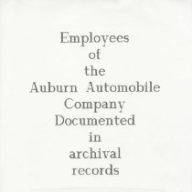 (205-01) Employees of the Auburn Automobile Company Documented in Archival