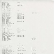 (229-01H) Auburn Automobile Company Employee List