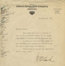 (233-01) Thank You Letter from V.C. Clark to Employees in Service Office