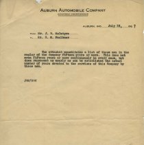 (236-01) Cover Memo List of Men Employed 15 Years or More, 1927