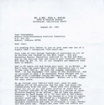 (263-03) Letter to Jean Gronendyke from Fred Butler, 1991