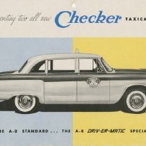 (819-01) Folder 819- Presenting Two All New Checker Taxicabs- Checker Adver