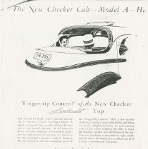(823-01) Folder 823- Checker Cab Advertisement- 1940