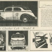 (825-01) Folder 825- The New Checker Cab-Model A- Checker Cab Advertisement