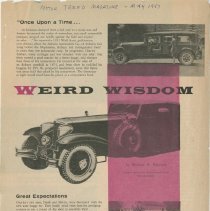 (380-01) Weird Wisdom, Article, Motor Trend Magazine, 1957